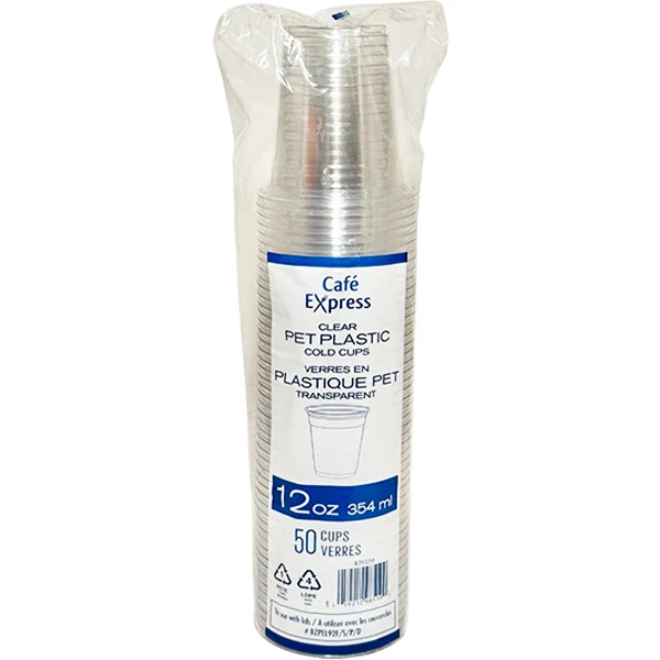 Cafe Express - Clear PET Plastic Cups 12oz 50EA