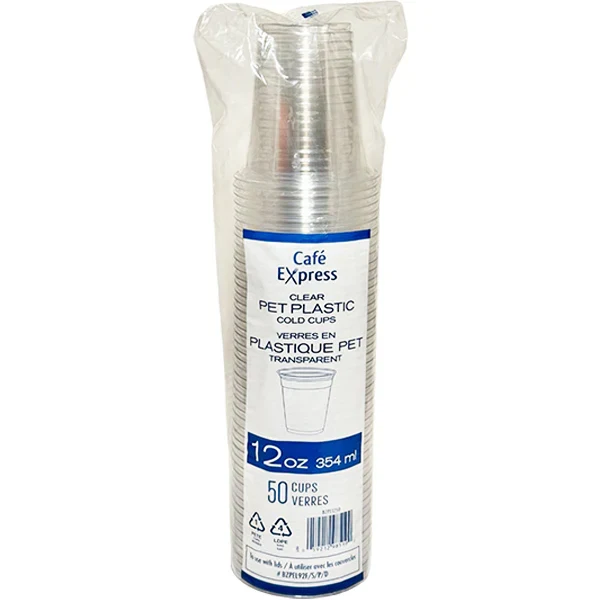 Cafe Express - Clear PET Plastic Cups 12oz 20x50 EA