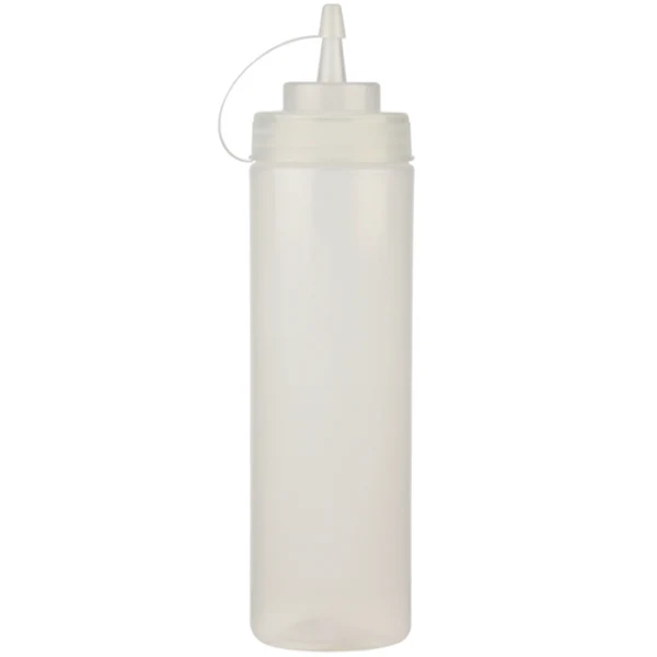 Resto - 24oz Clear Wide Mouth Squeeze Bottle With Lid EA