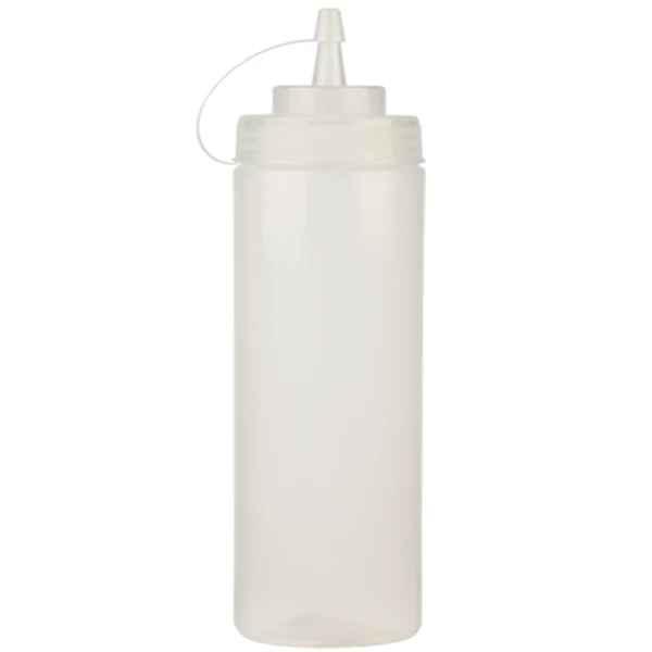 Resto - 32oz Clear Wide Mouth Squeeze Bottle W/Lid 6PK