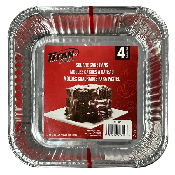 Titan - Foil Square Aluminum Cake Pans 6x4 PK