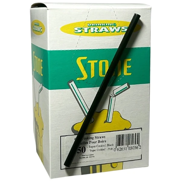 Stone - Straw 6" Black Cocktail 250EA