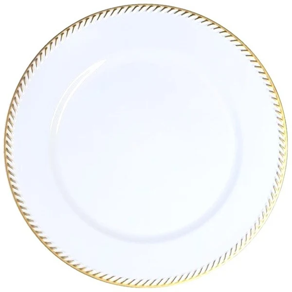 Standa - 13IN White/Gold Rim Charger Plate 1 Un