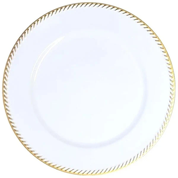 Standa - 13IN White/Gold Rim Charger Plate 24x1 Un