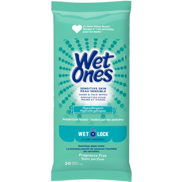 Wet Ones - Sensitive Skin NO Fragrance Free Hand & Face Wipes 20CT