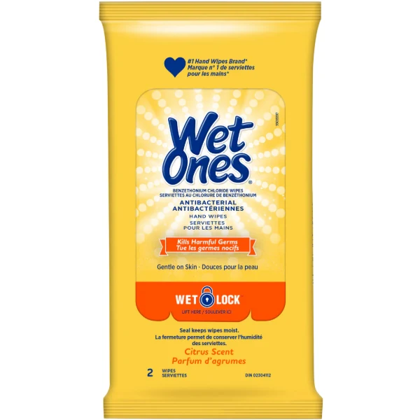 Wet Ones - Antibacterial Citrus Scent Hand & Face Wipes 20CT