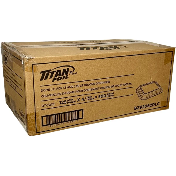 Titan - Dome Lid For 1.5 & 2.25LB Oblong Foil 4x125 PK