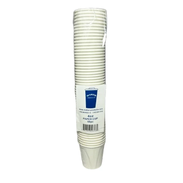 Maher Product - 4OZ White Hot Paper Cup 50 PK