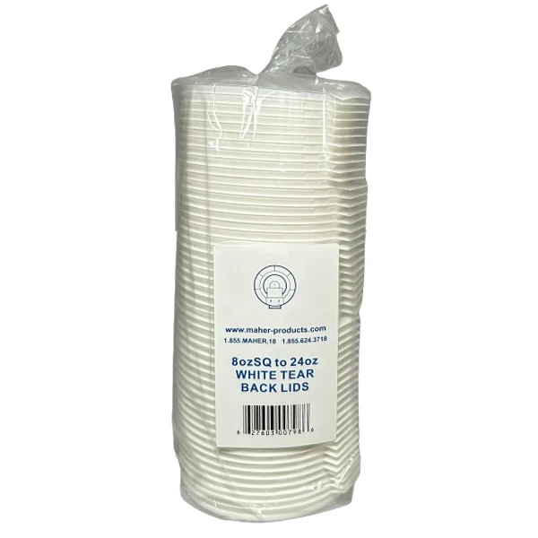 Maher - Tear Back Lid White 8-24OZ 50PK