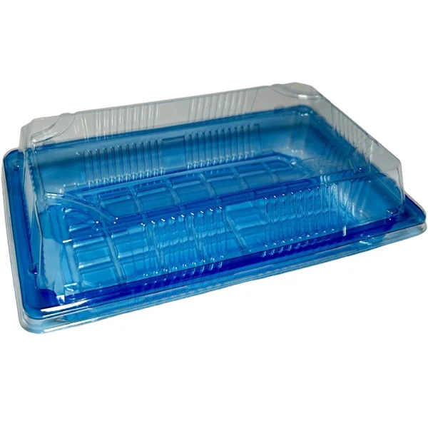 Bx Packaging - 10 Clear Blue With Lids Sushi Trays 400CT