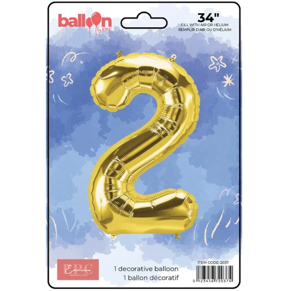 Epc - Gold Foil Number 2 Balloon 34IN 1x10UN