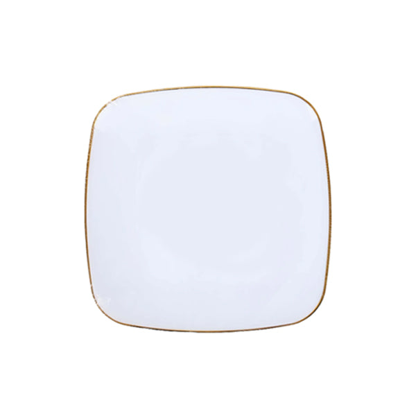 Naturale - 7.5" White Square Plates W/ Gold Rim 12x10 PK