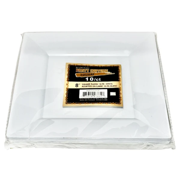 Party Couture - White Square Plates 8in 10PK