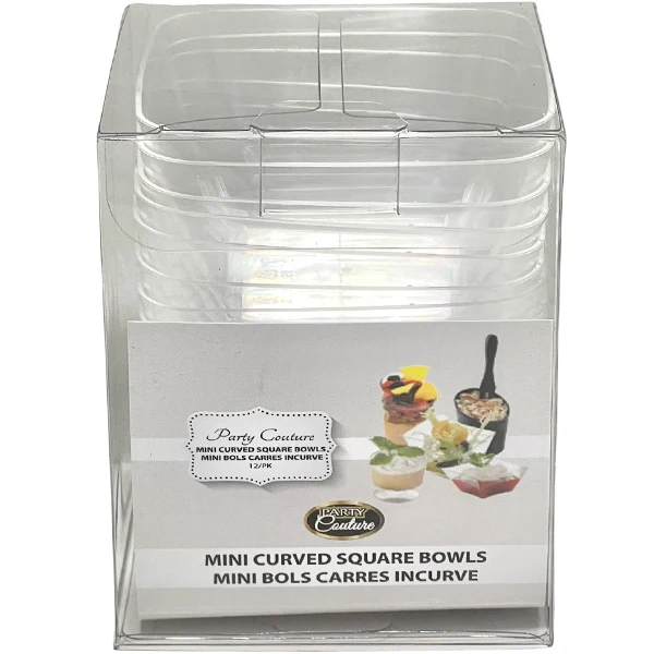 Party Couture - Cleare Mini Curved Square Bowl 12PK