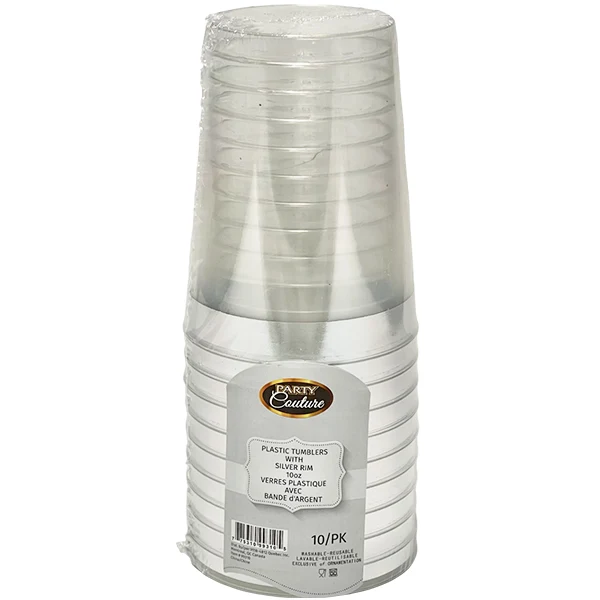 Naturale - Clear 10OZ Tumbler Silver Band 10PK