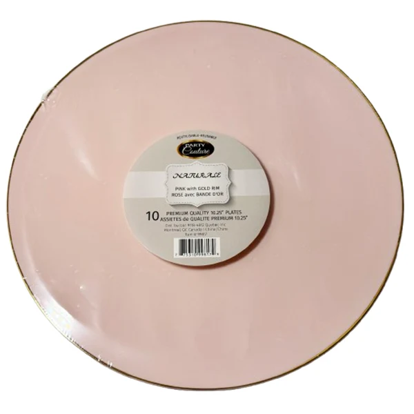 Madison - 10.25" Naturale Pink W/ Gold Rim Plates 10PK