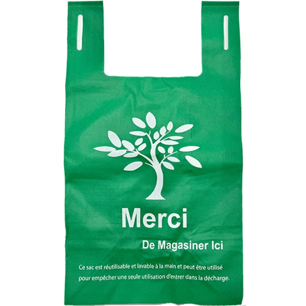 Petro Plastics - Reuseable Green Print Non-Woven T Shirt Bag 50PK