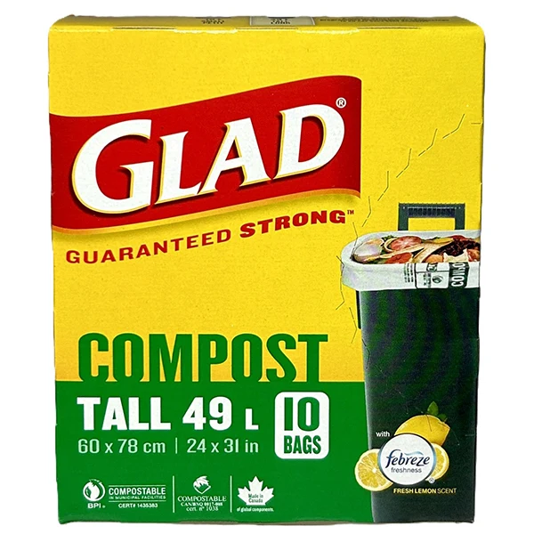 Glad - 49L Tall Compost Bag W/ Febreze Fresh Lemon Scent 12x1 EA