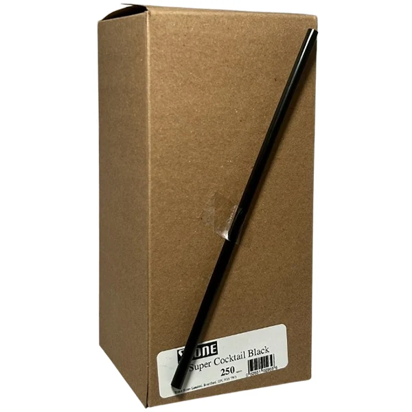 Stone - Straw 8" Black Cocktail 9x250 EA