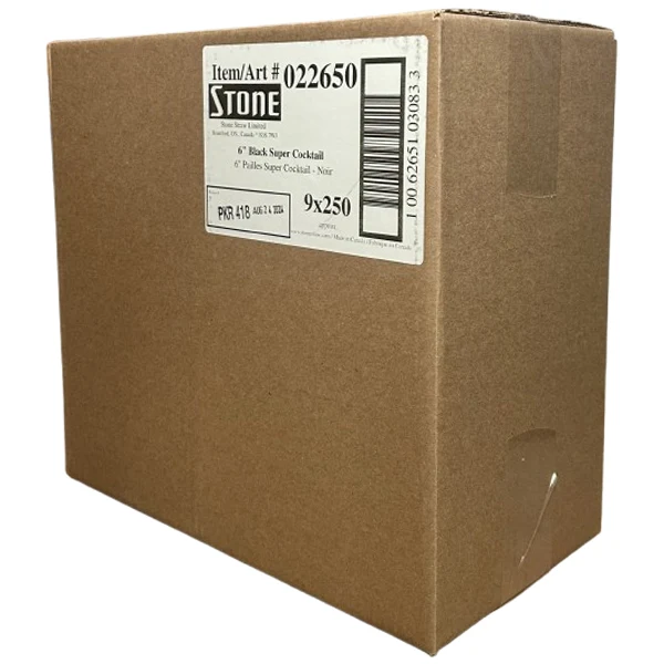 Stone - Straw 6" Black Cocktail 9x250 EA