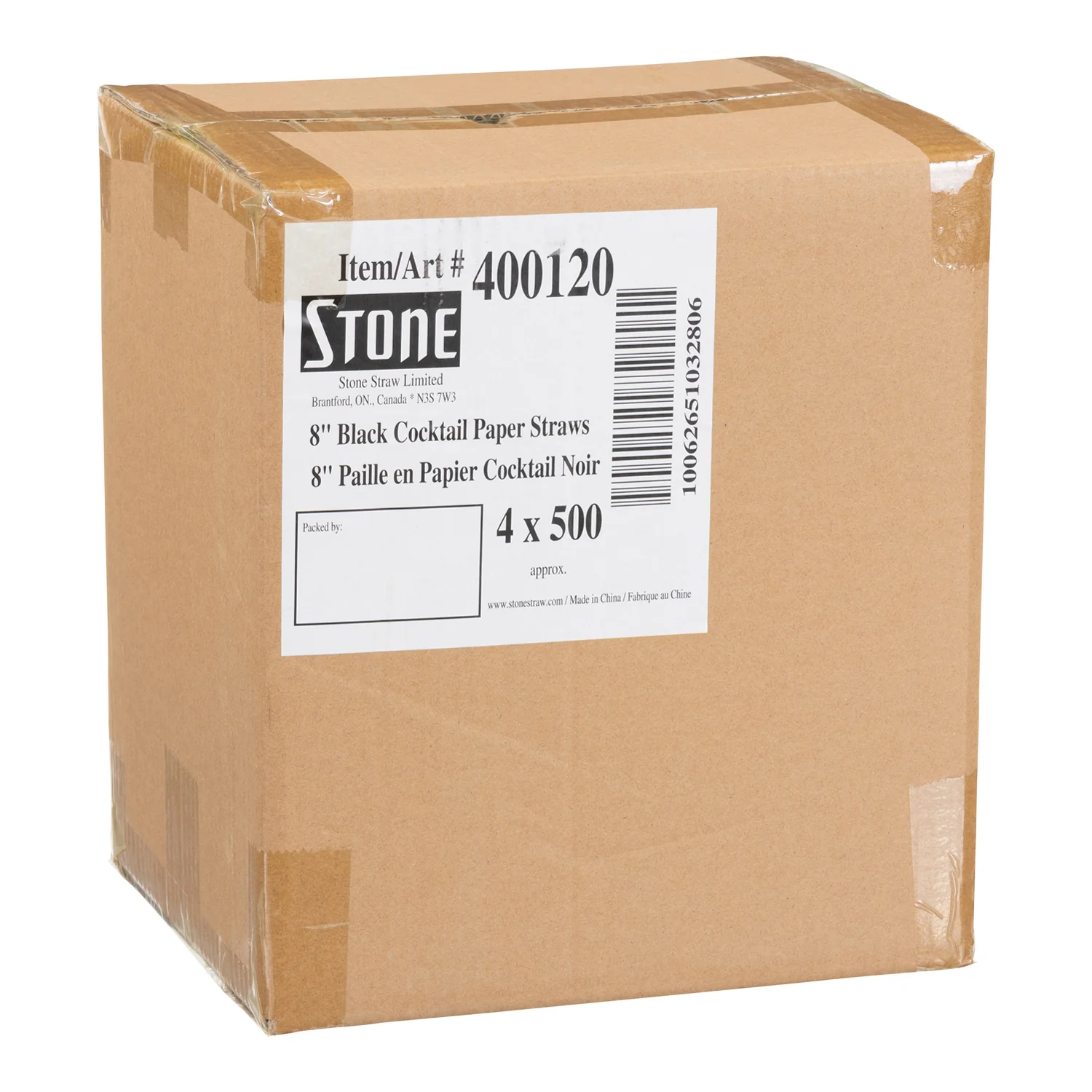 Stonestraw - 8" Solid Black Cocktail Paper Straw 4x500 EA