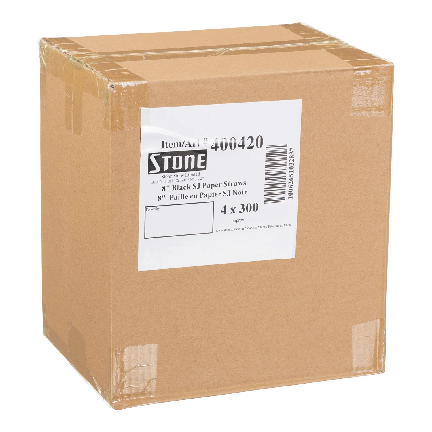 Stonestraw - 8" Solid Black Super Jumbo Paper Straw 4x300 EA