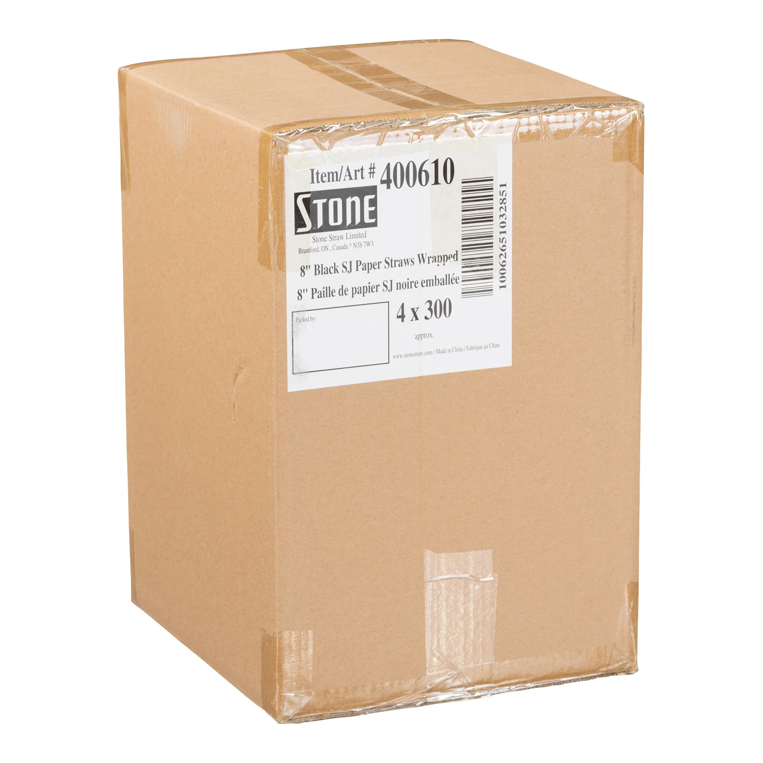 Stonestraw - 8" Solid Black Super Jumbo Paper Straw 4x300 EA