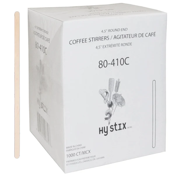 Hy Stix - 4.5" Wood Coffee Stirrer 10x1000 EA