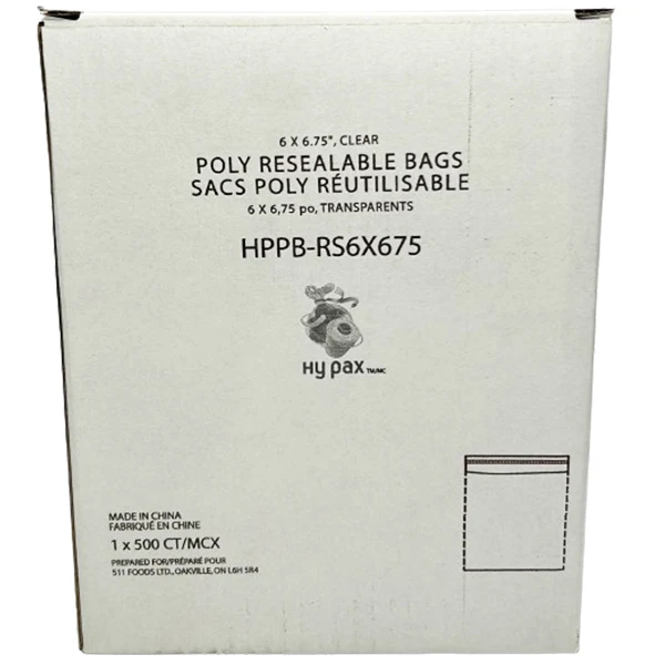 Hypax - Bag Resealable Poly 6X6.75 With Strip 4x500 EA