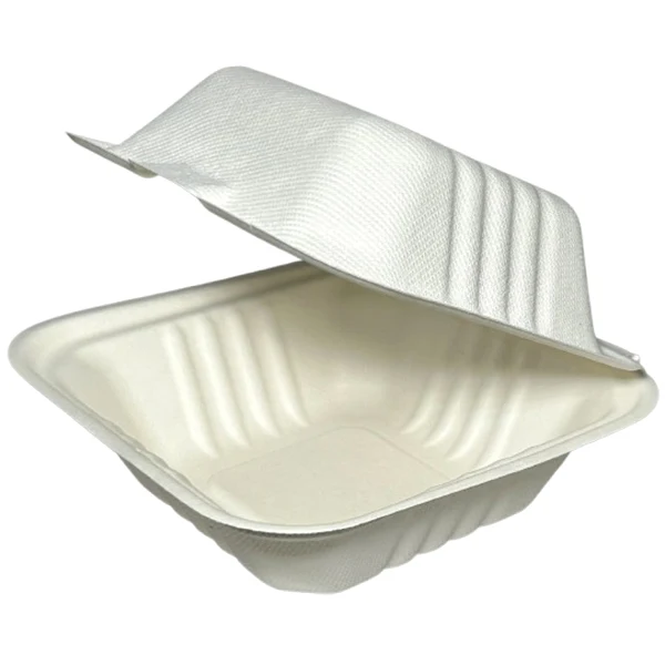 New Wave - 6in Bagasse Burger Clamshell 4x125EA