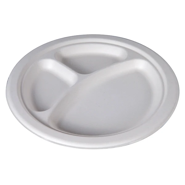Newwave - 10in Sugarcane Bamboo Bagasse 3 Comp Plate 4x125 EA