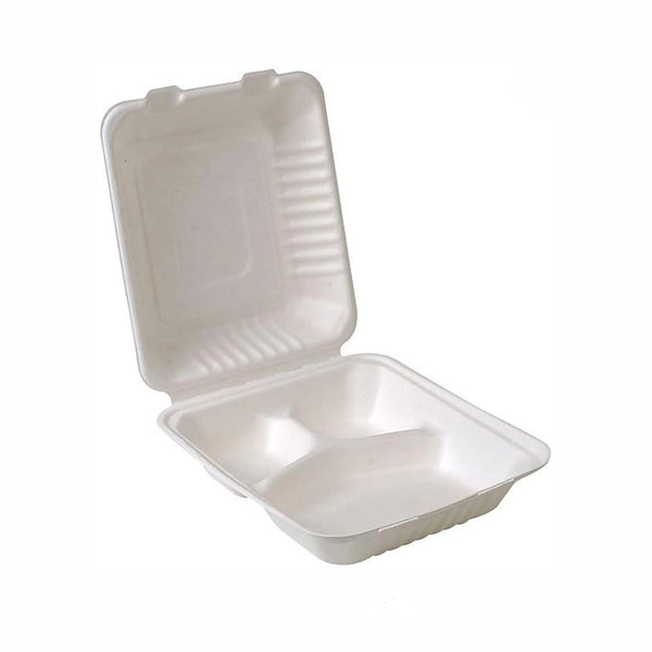 New Wave - Bagasse 3 Comp Clamshell 8IN 4x50 EA