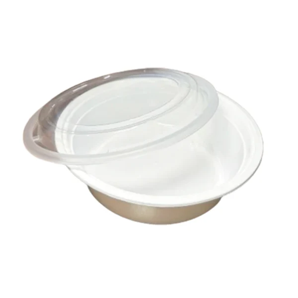 E2E Foodpack - 24oz Medium Round Food Container White Base Clear Lid 150EA