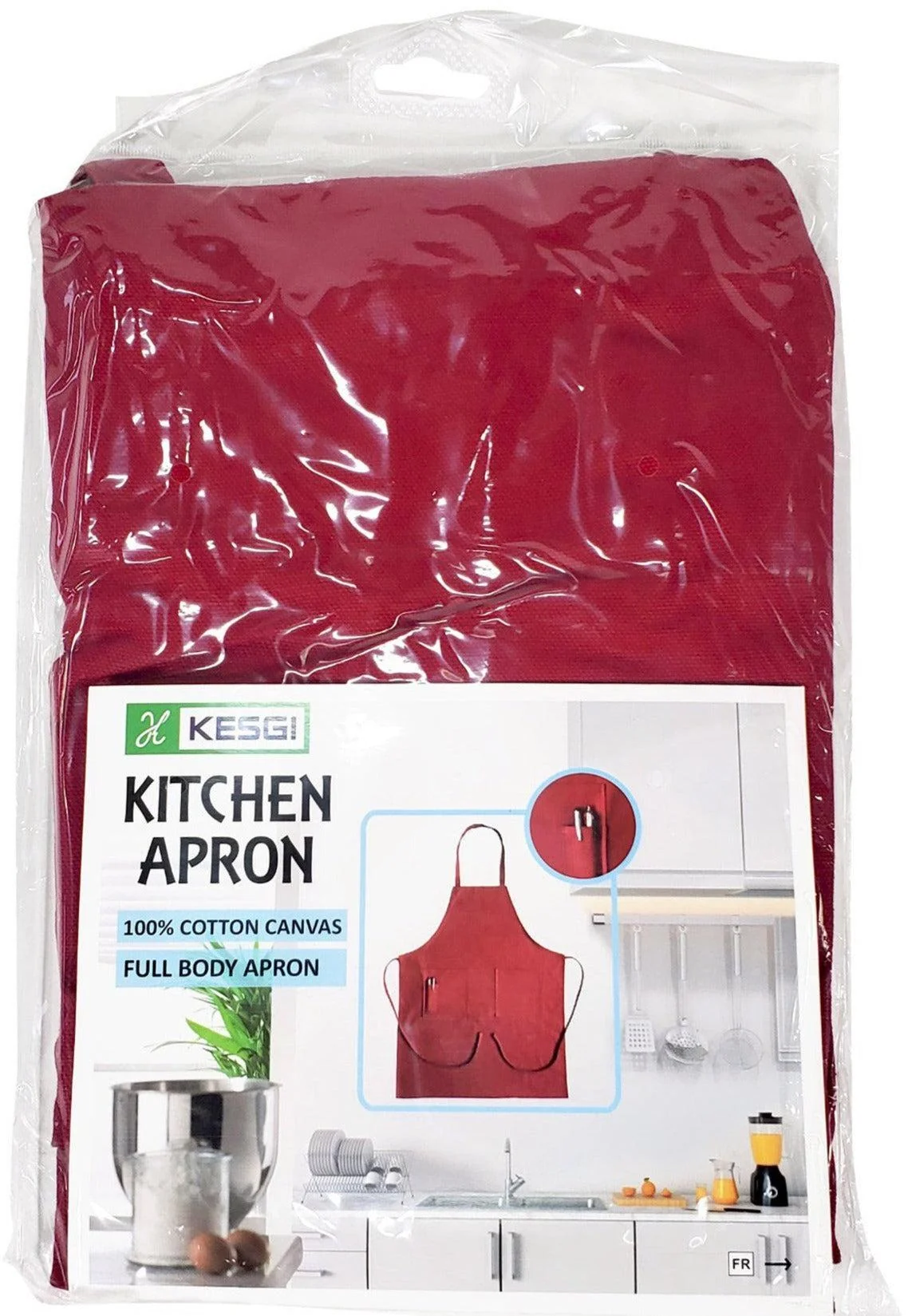 Kesgi - Apron - Full Body - Burgundy - 3 Pockets - AP001BR — Each (1 CT)