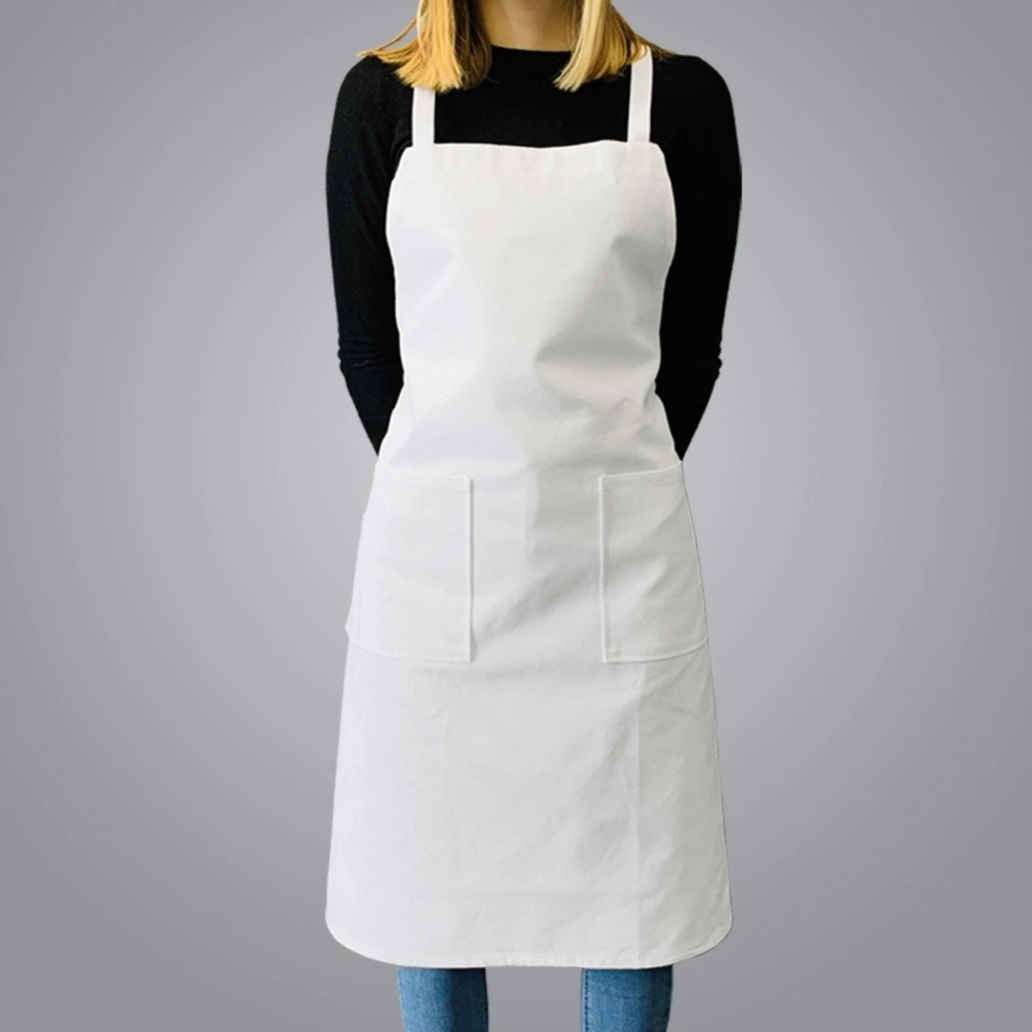Kesgi - Apron - Full Body - White - 3 Pockets - AP001WH — Case (36 CT)