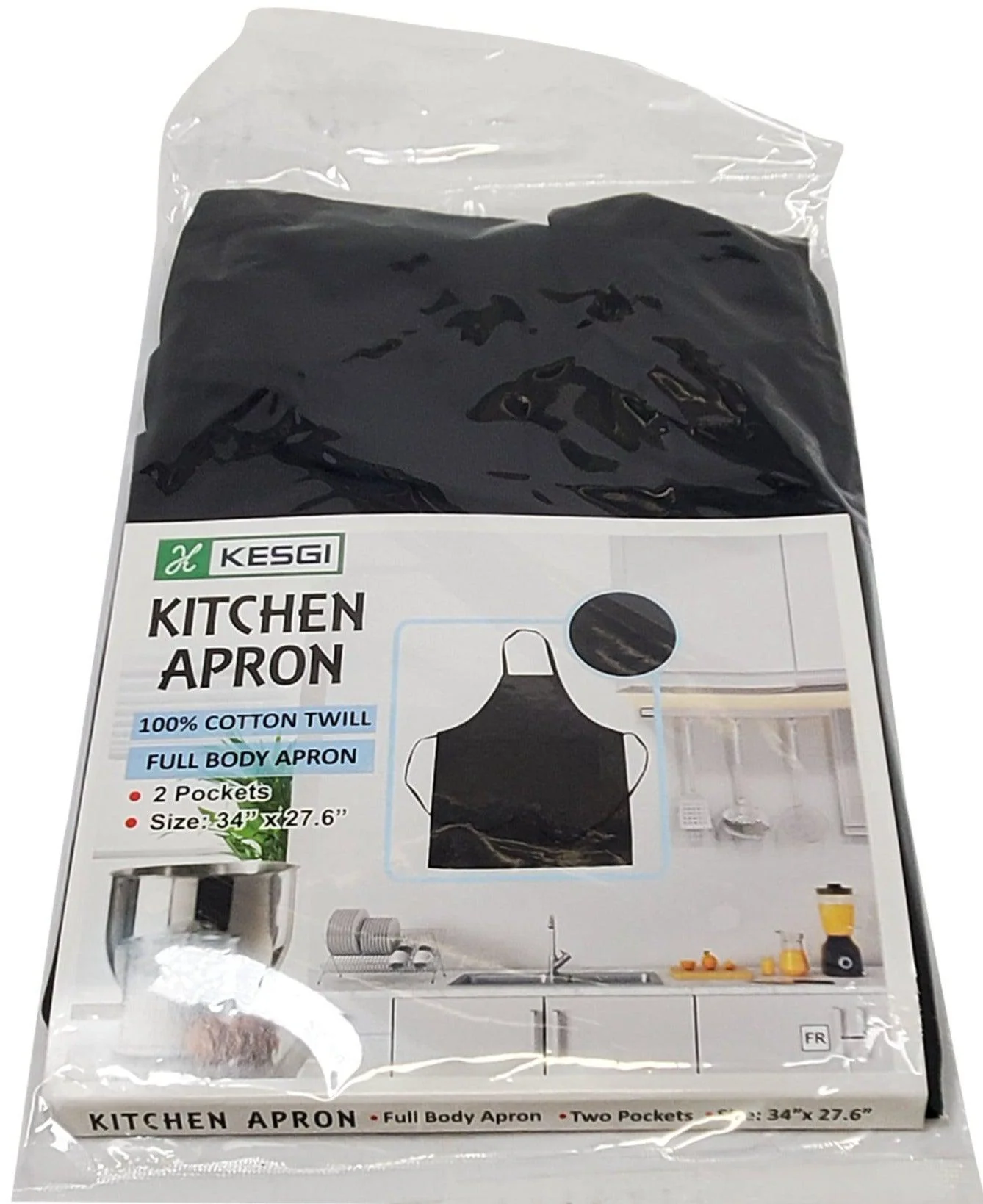 Kesgi - Apron - Full Body - Black - 2 Pockets - AP002BL — Case (36 CT)