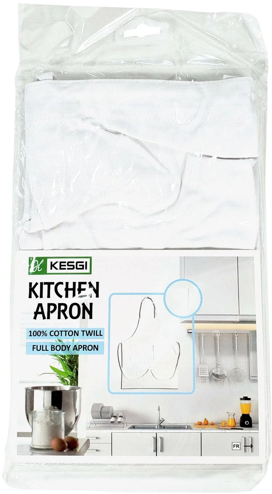 Kesgi - Apron - Full Body - White - 2 Pockets - AP002WH — Case (36 CT)
