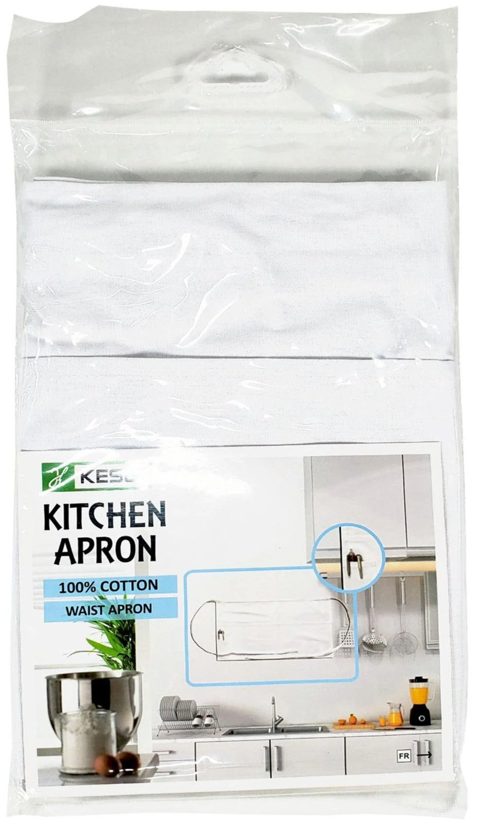 Kesgi - Apron - Waist - White - 3 Pockets - AP003WH — Case (36 CT)