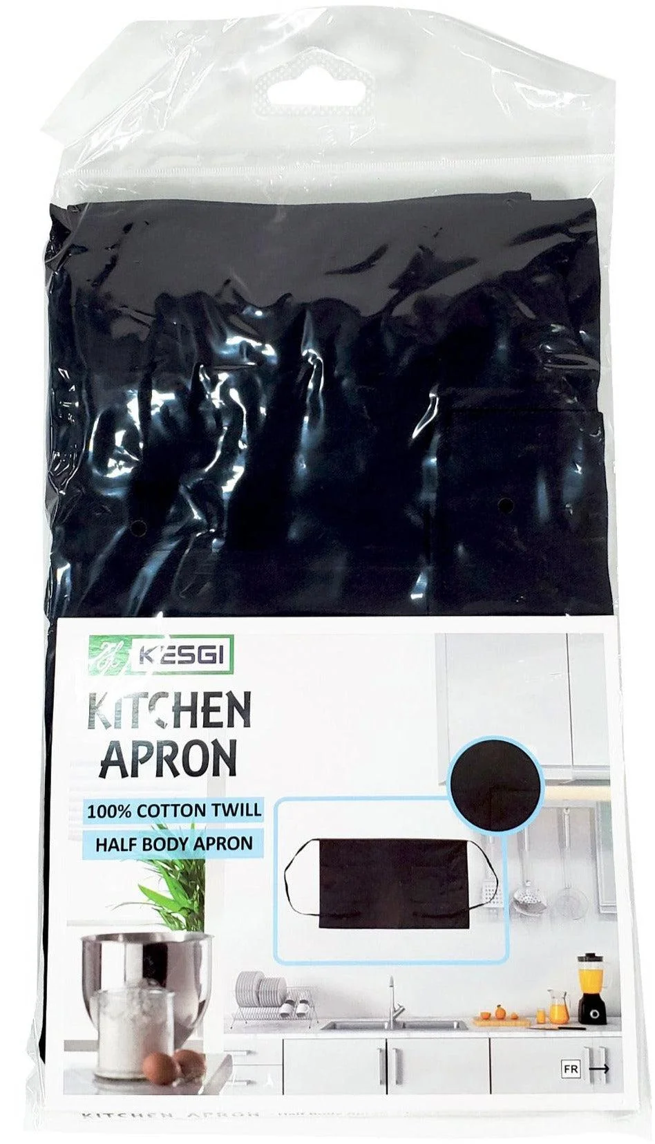 Kesgi - Apron - 1/2 Body - Black - 2 Pockets - AP004BL — Each (1 CT)