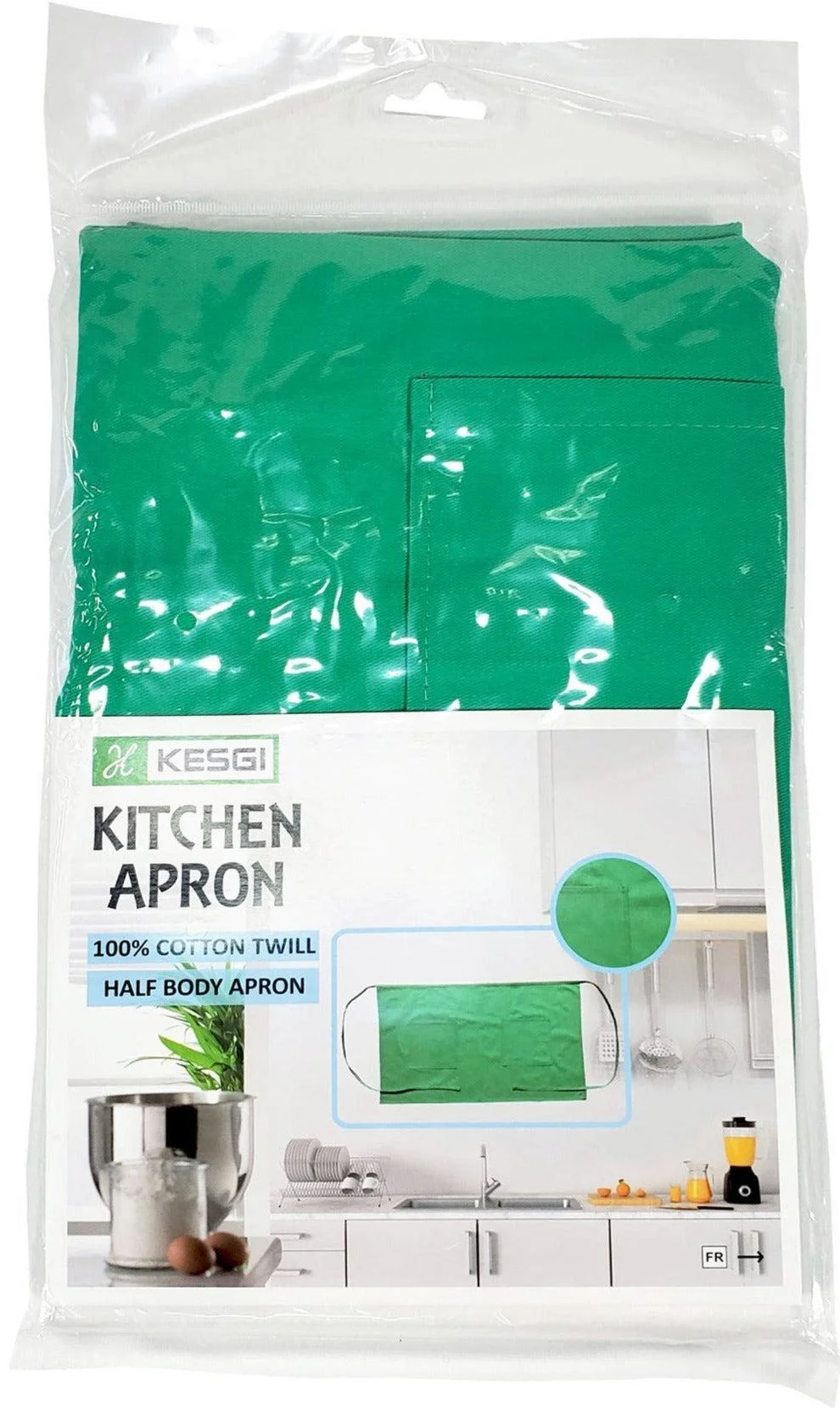 Kesgi - Apron - 1/2 Body - Green - 2 Pockets - AP004GR — Each (1 CT)