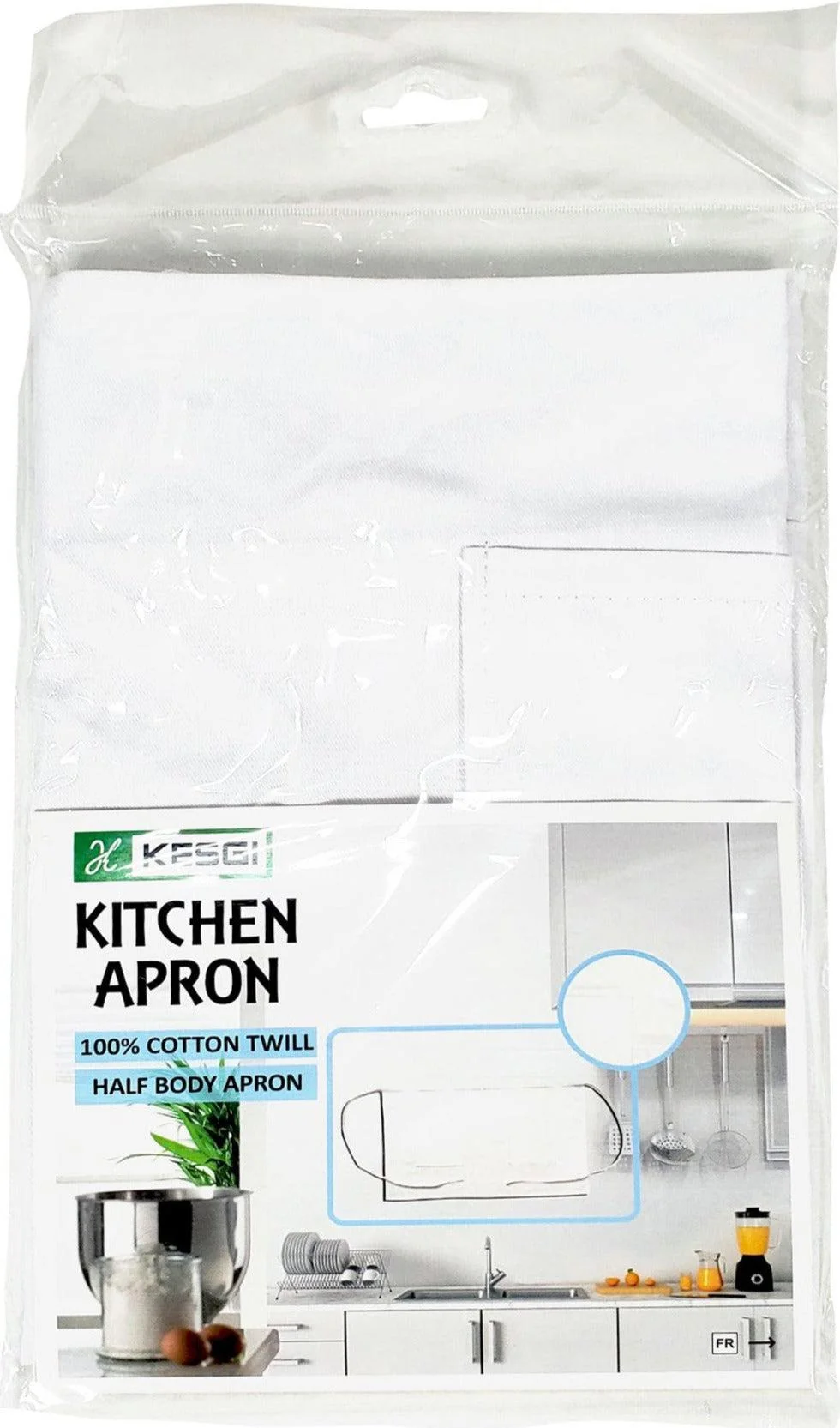 Kesgi - Apron - 1/2 Body - White - 2 Pockets - AP004WH — Each (1 CT)