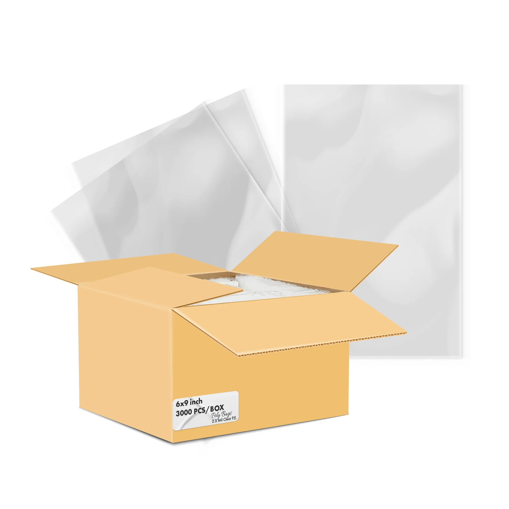 6"x9" - Plastic Bags - P.E. - 2.5 mil — Case (2000 CT)
