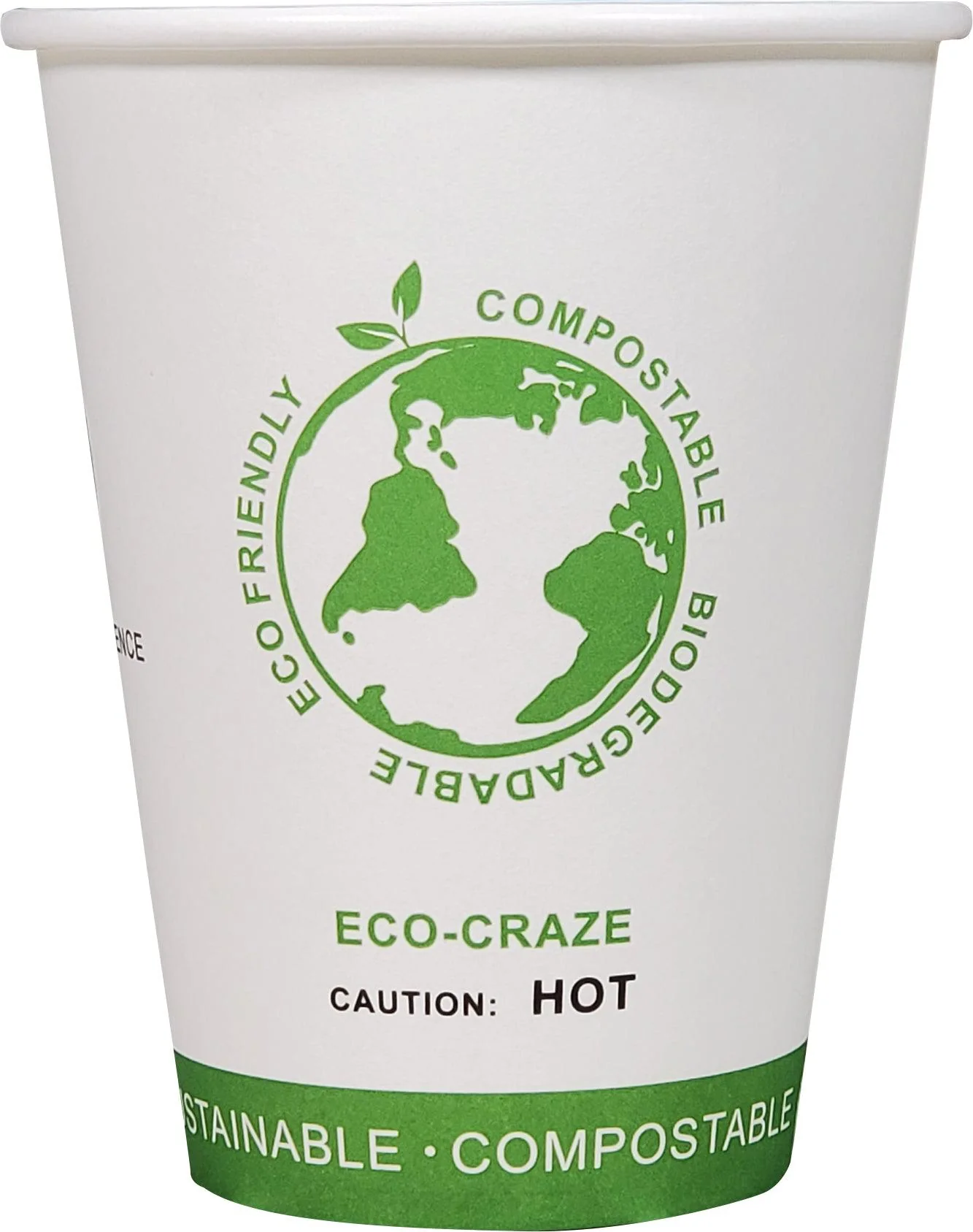 Eco-Craze - 12oz PLA Single Wall Hot Paper Cup - Printed — Case (20 x 50 CT)