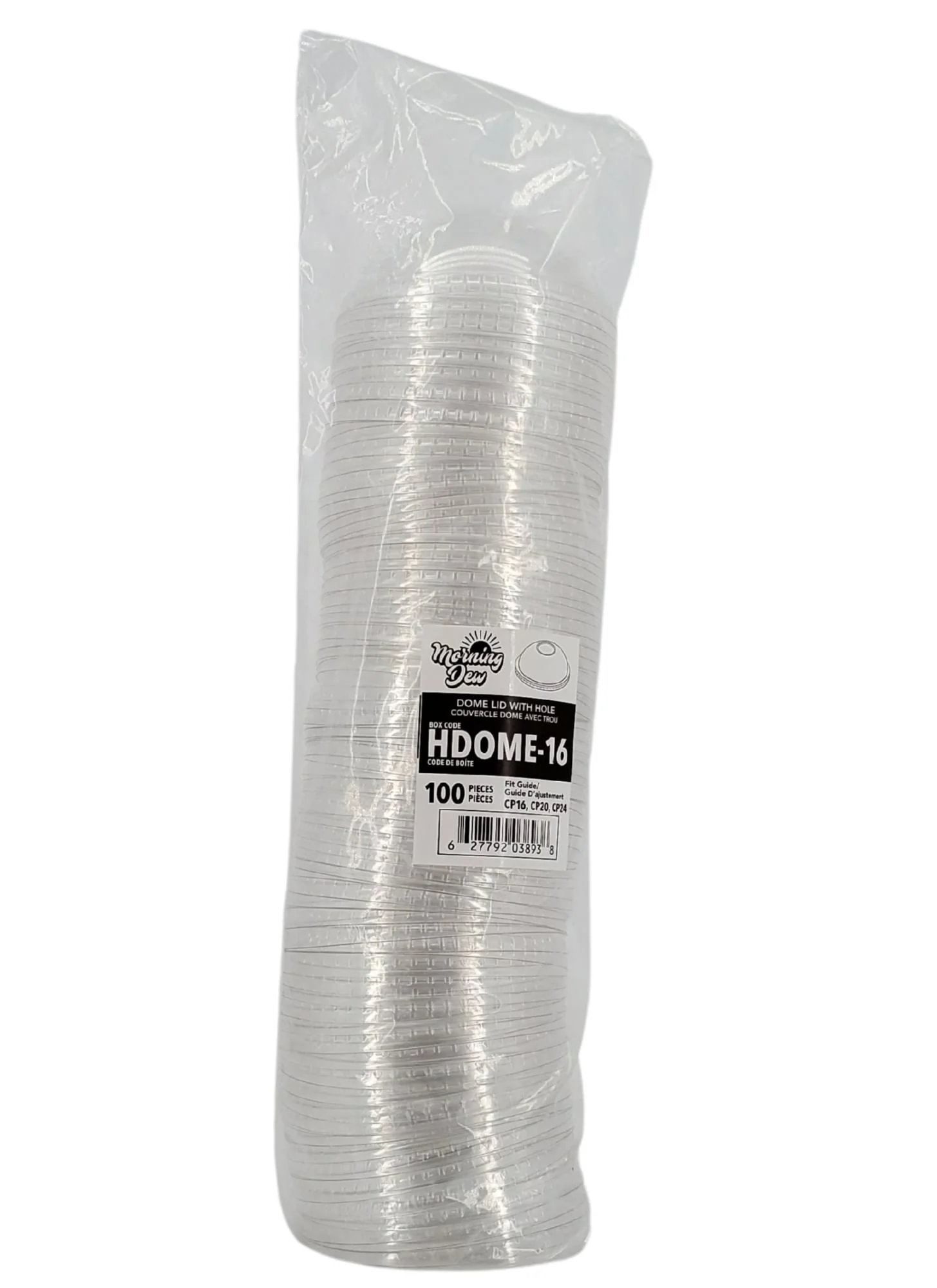 Morning Dew - Dome Lid With Hole - 16-24oz Cup - 98mm - Hdome-16 — Case (100 CT)