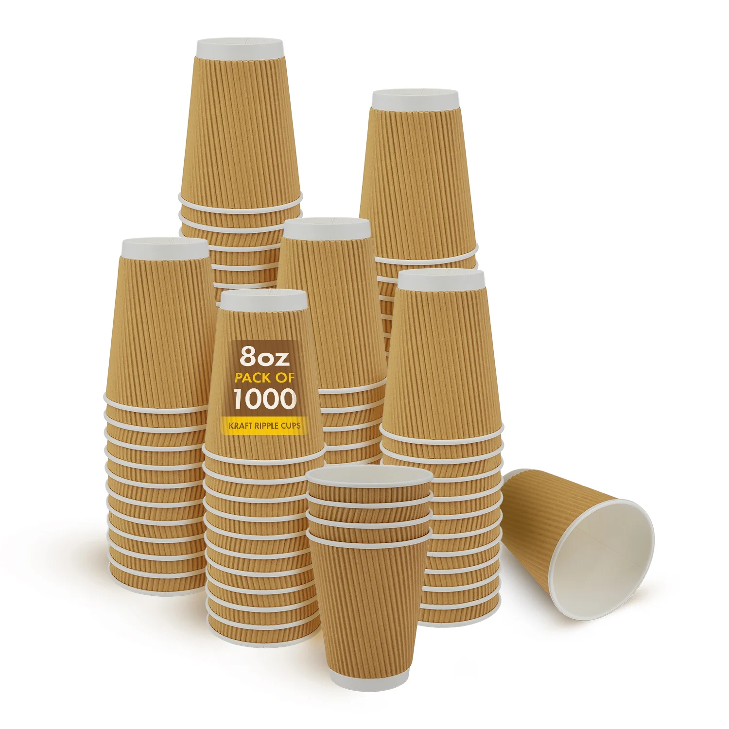 Morning Dew - 8 oz Tall Hot Paper Cup - Ripple - Kraft - RC-H8TK — Case (20 x 25 CT)