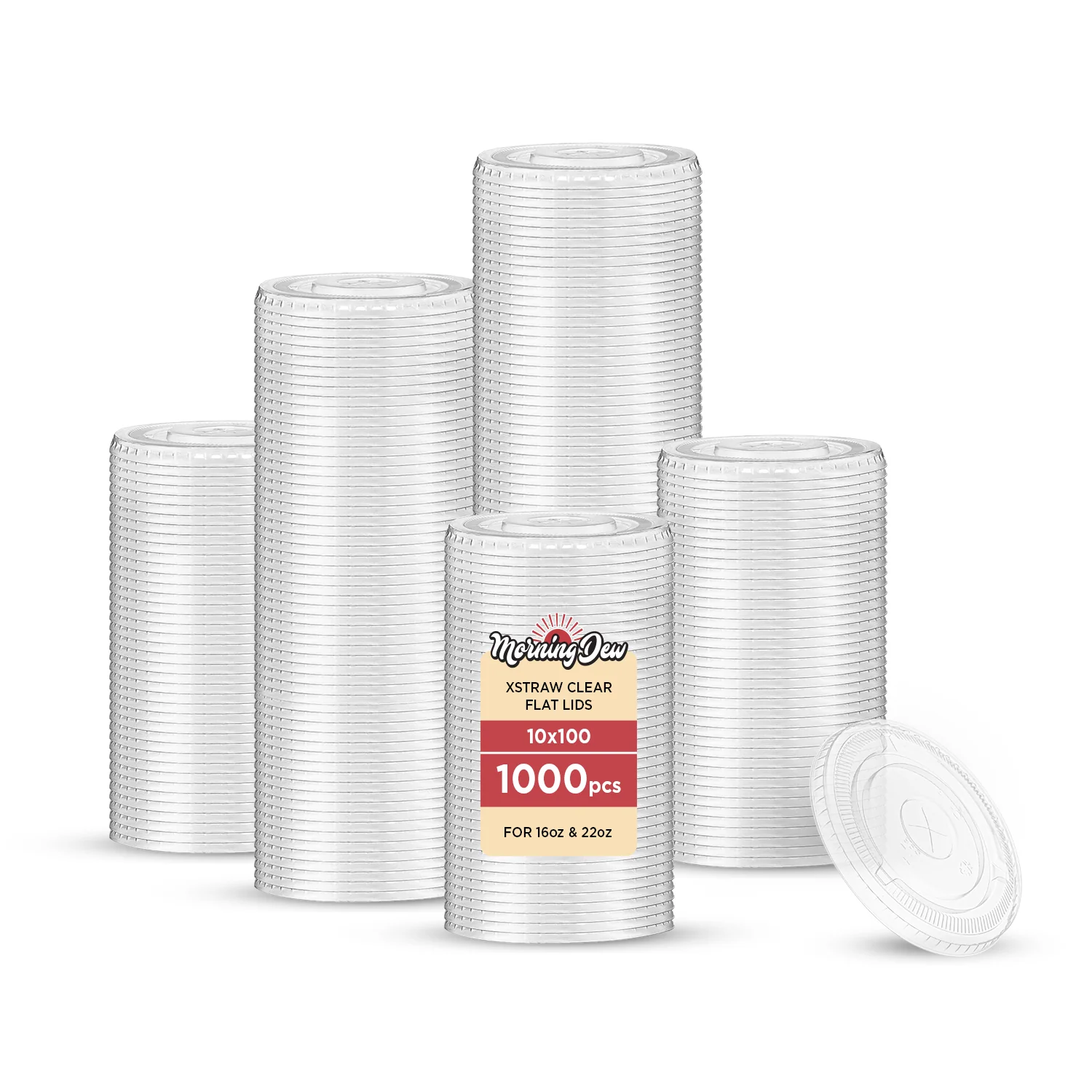 Morning Dew - X Straw Flat PET Lid for 16,22oz Cold Paper Cups - CPC16L — Case (10 x 100 CT)