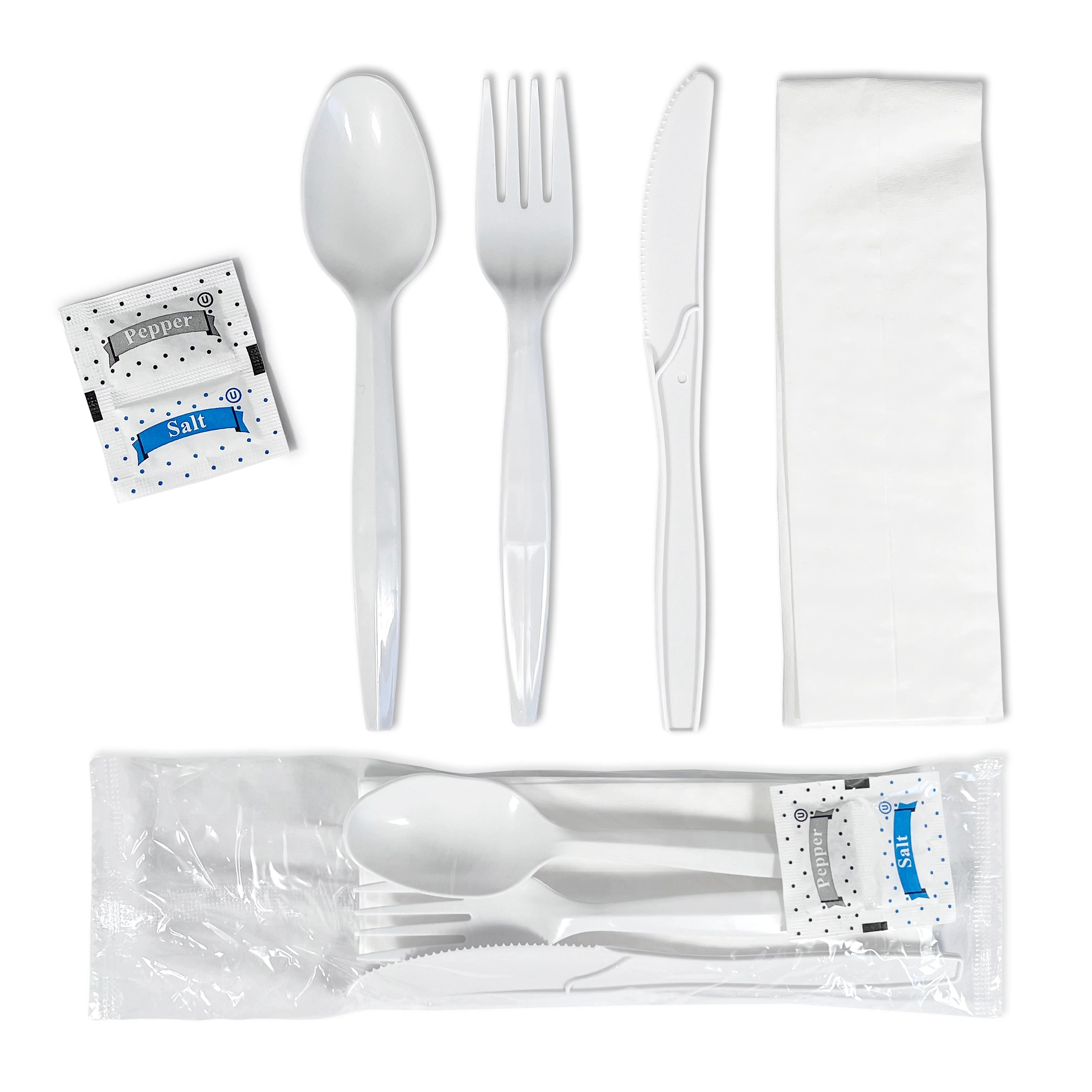 Value+ 6-Piece Medium Heavy Meal Kit Disposable Cutlery (F/K/TS/N/S&P) - 500 Pack, White