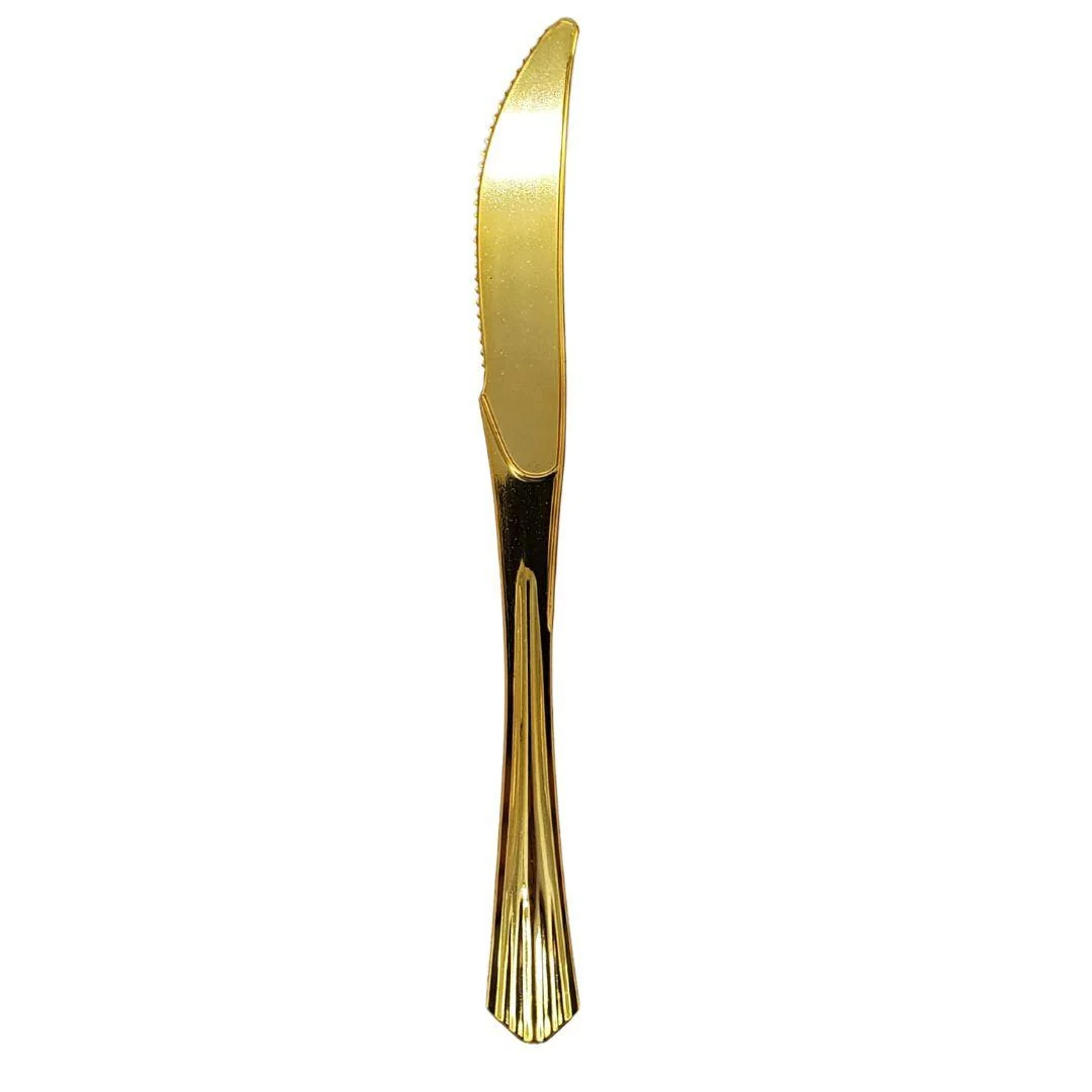Plastic Knife - Gold - 19.9x1.8cm - SK61 — Case (20 x 50 CT)