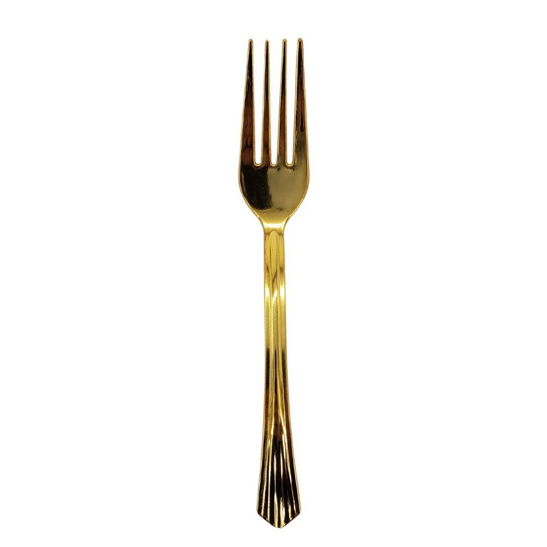 Plastic Fork - Gold - 18.7x2.8cm - SF54 — Case (20 x 50 CT)