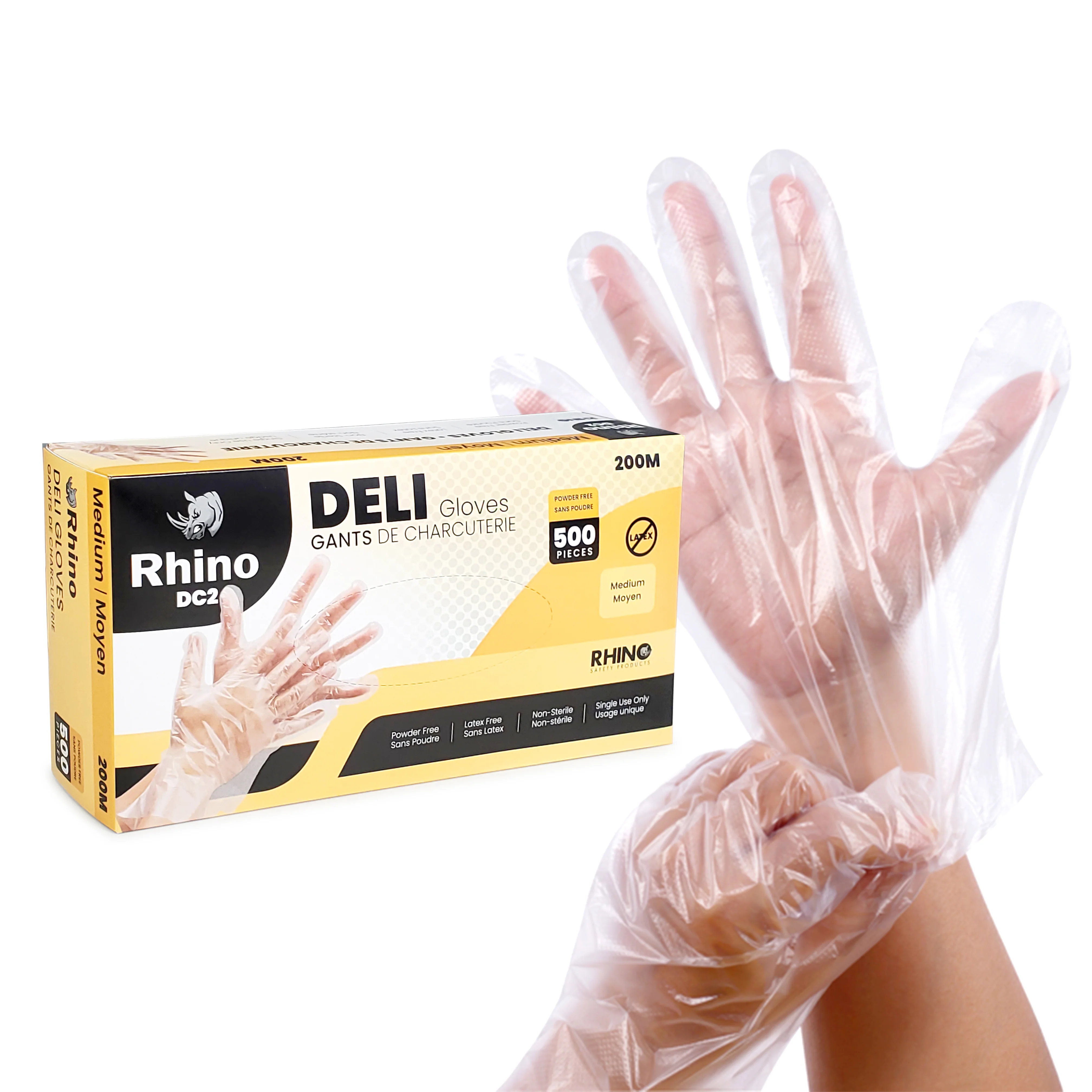 Rhino - DC2 - Clear Deli Gloves - Medium - 200M — Case (10 x 500 CT)